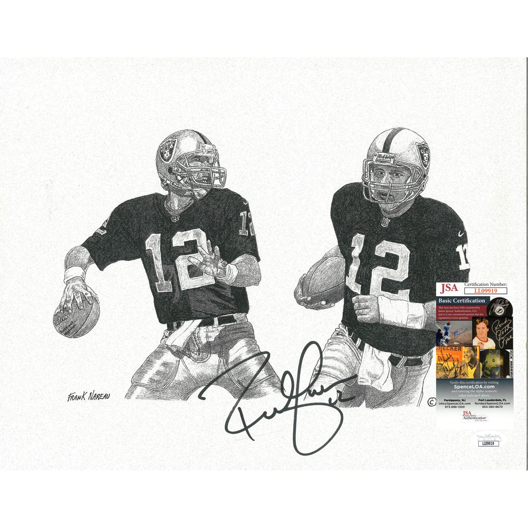 Rich Gannon Signed Oakland Raiders Frank Nareau 11x14 Litho Art Print JSA Authentic COA
