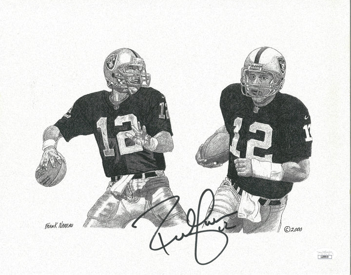 Rich Gannon Signed Oakland Raiders Frank Nareau 11x14 Litho Art Print JSA Authentic COA