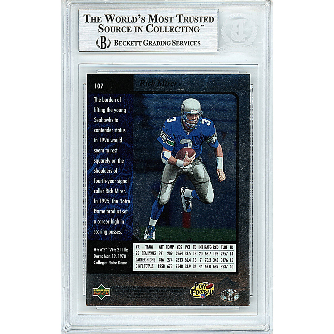 Rick Mirer Signed Seattle Seahawks 1996 SP Upper Deck Football Card Beckett Auth Auto Slab