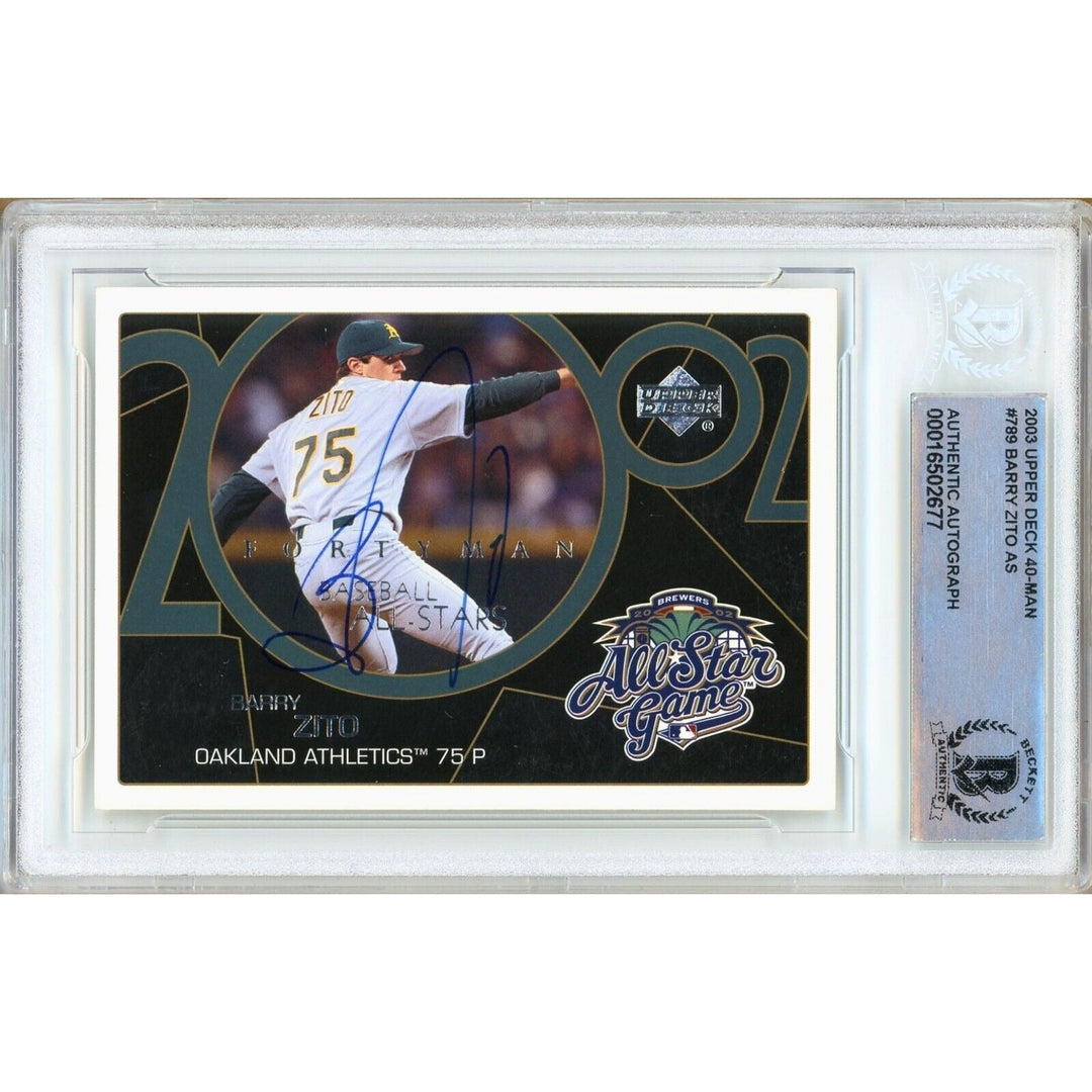 Barry Zito Oakland Athletics Signed 2003 Upper Deck Baseball Card Beckett Auth Auto Slab