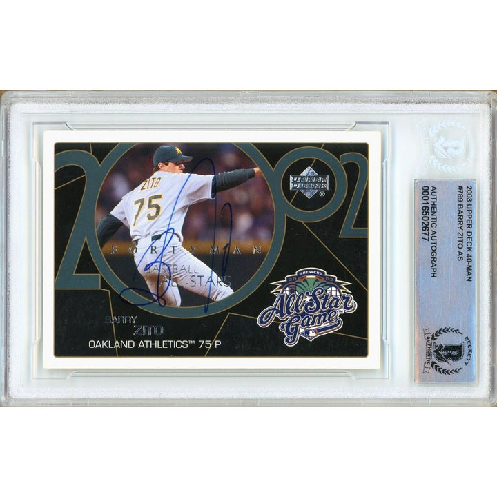 Barry Zito Oakland Athletics Signed 2003 Upper Deck Baseball Card Beckett Auth Auto Slab