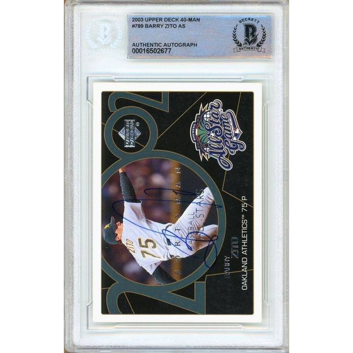 Barry Zito Oakland Athletics Signed 2003 Upper Deck Baseball Card Beckett Auth Auto Slab