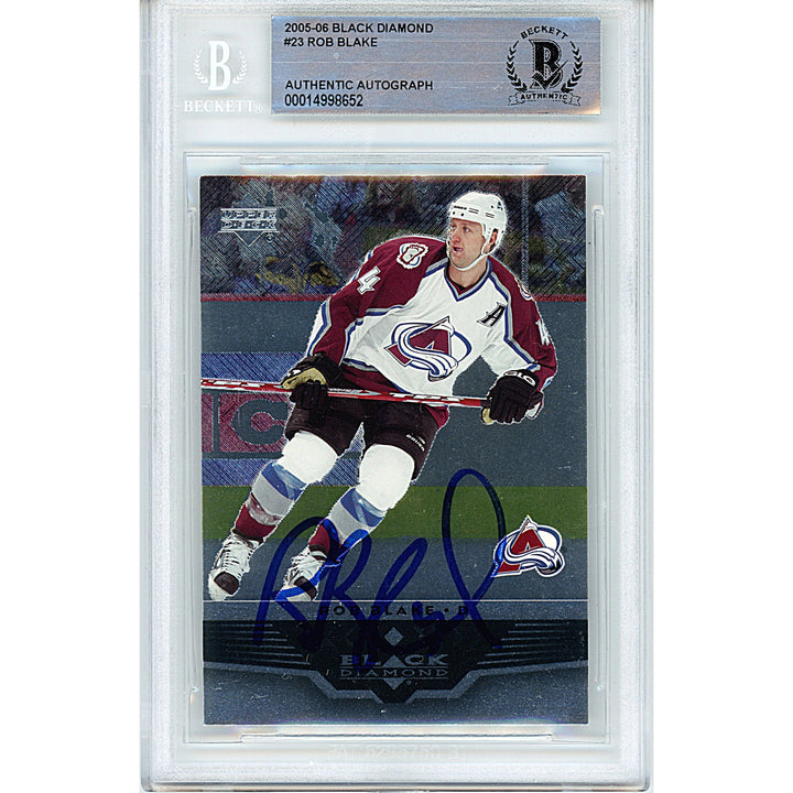 Rob Blake Signed Colorado Avalanche 2005-06 Upper Deck Hockey Card Beckett Slab