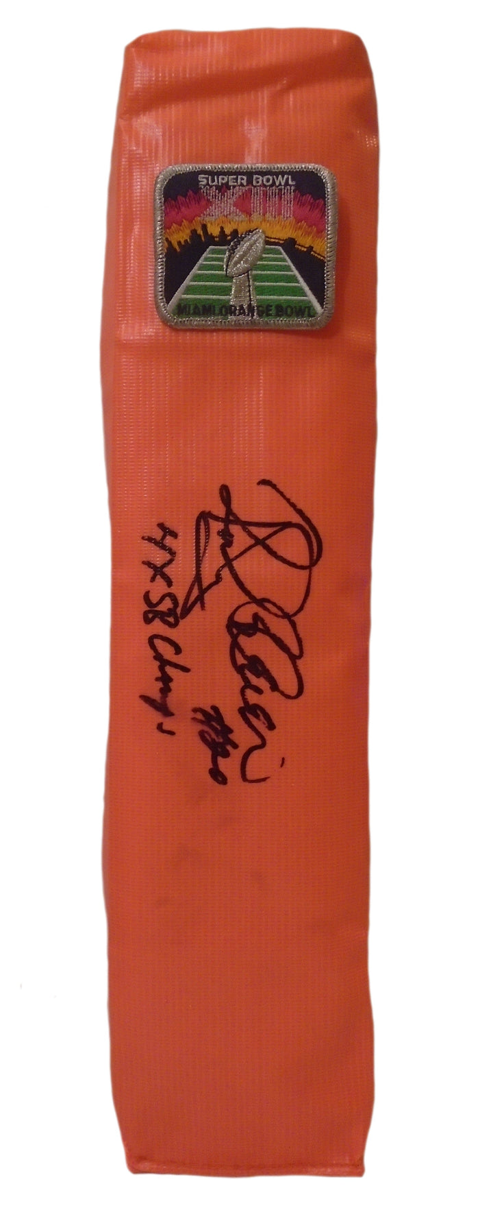 Rocky Bleier Signed Pittsburgh Steelers Football End Zone Pylon Proof Photo Beckett COA