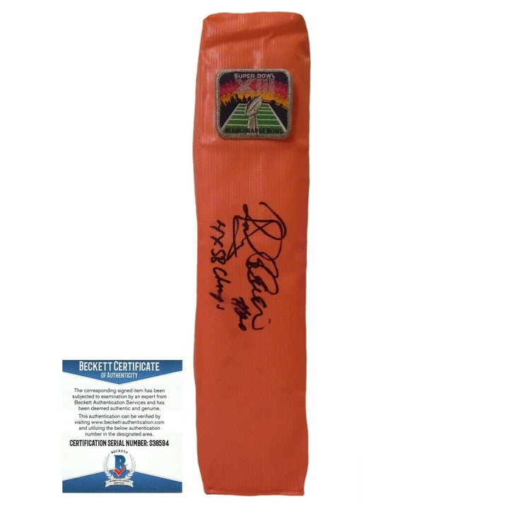 Rocky Bleier Signed Pittsburgh Steelers Football End Zone Pylon Proof Photo Beckett COA