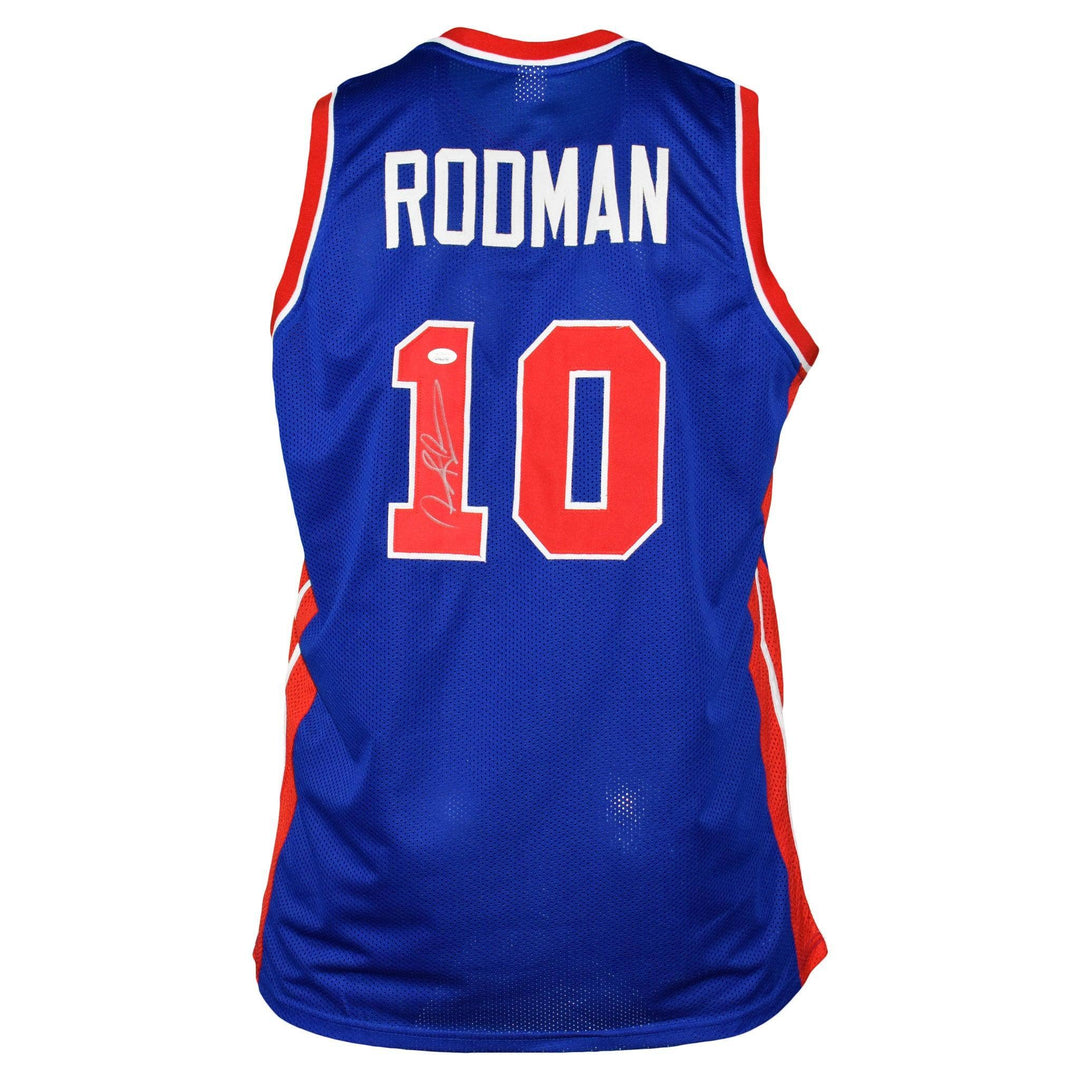 Dennis Rodman Signed Detroit Blue Basketball Jersey (BECKETT)