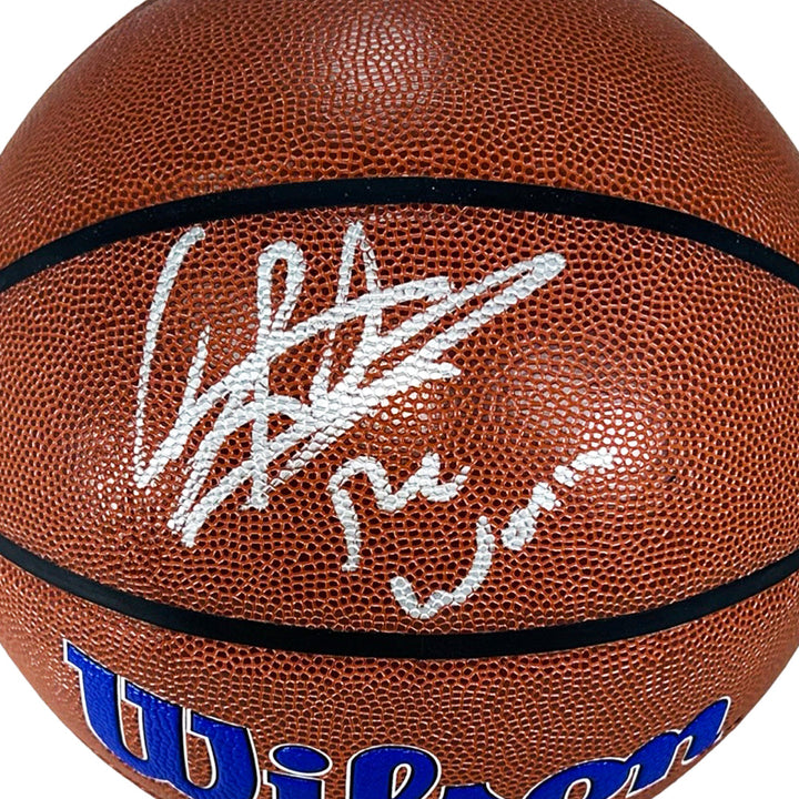 Dennis Rodman Signed The Worm Inscription Detroit Pistons Wilson NBA Team Logo Basketball (JSA)