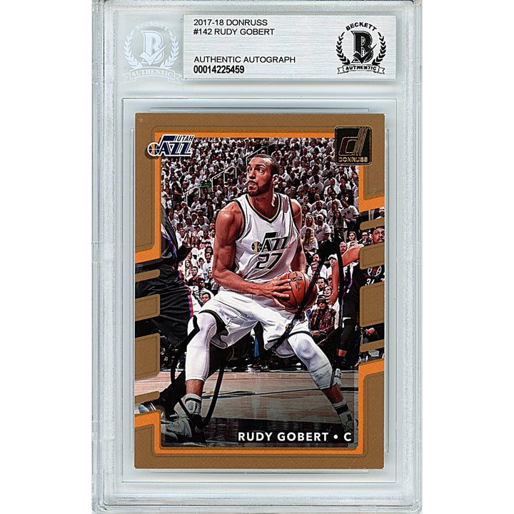 Rudy Gobert Signed Utah Jazz 2017-18 Donruss Basketball Card Beckett Authentic Auto Slab