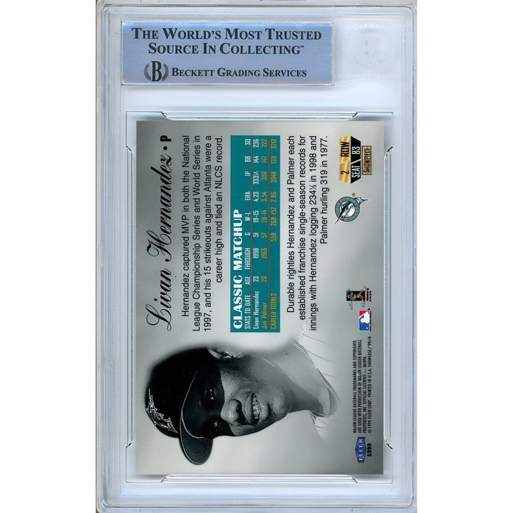Livan Hernandez Miami Marlins Signed 1999 Flair Baseball Card Beckett Authentic Auto Slab