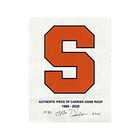 John Desko Autographed and Inscribed Syracuse University Authentic 11x 14 Piece of Carrier Dome Roof with Orange S Logo Imprinted (CX Auth)