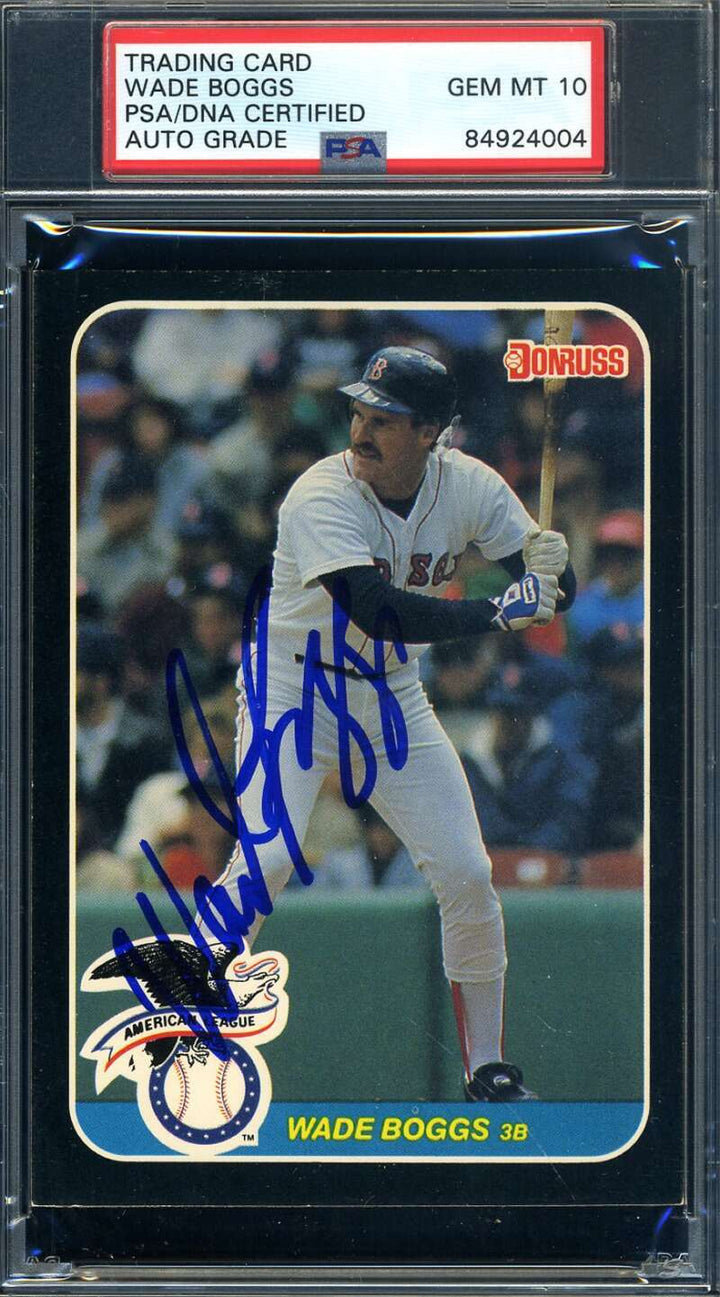 Wade Boggs Gem Mint 10 PSA DNA Signed 1987 Donruss Leaf All Stars Autograph