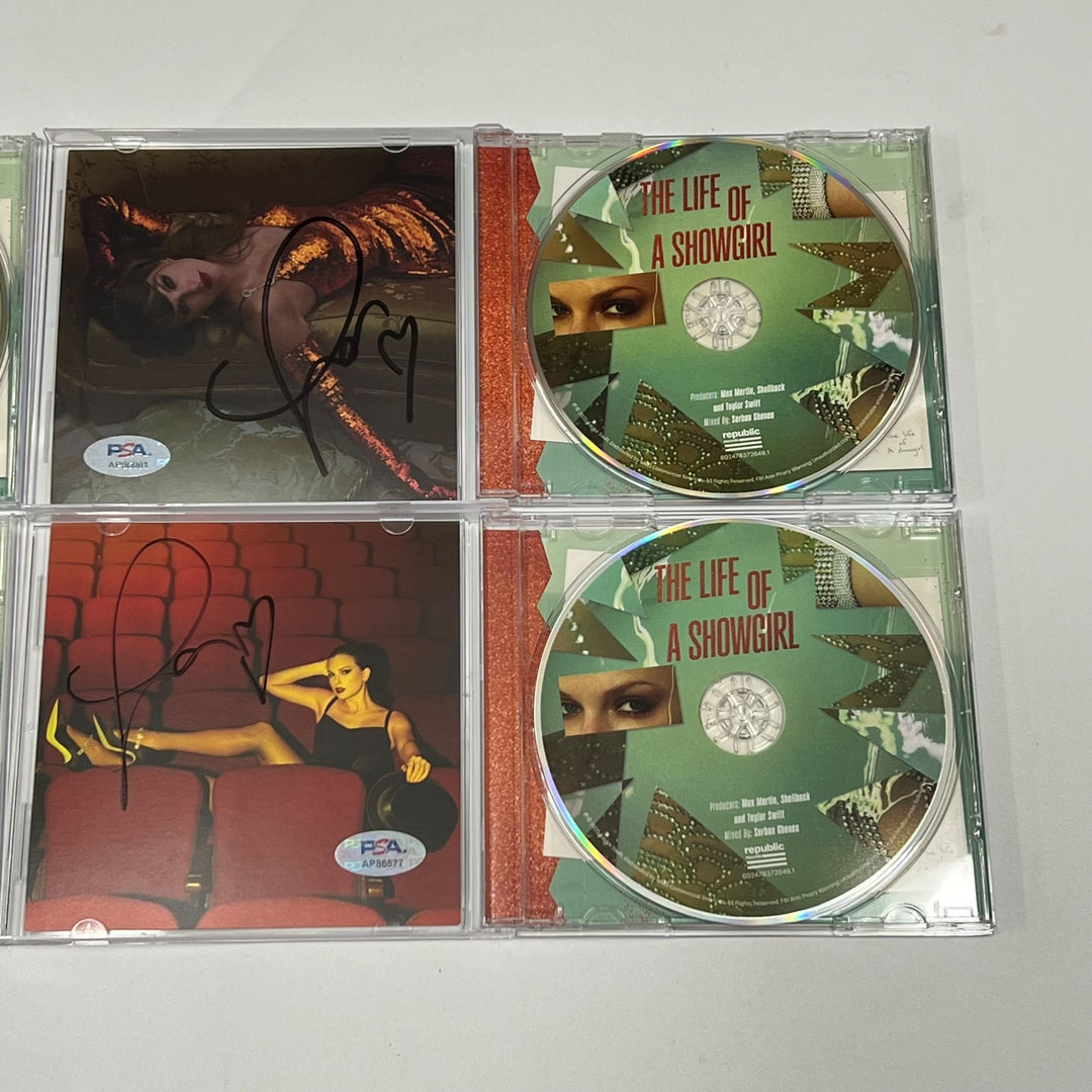 Taylor Swift Signed CD Cover Bundle PSA/DNA The Life of a Showgirl
