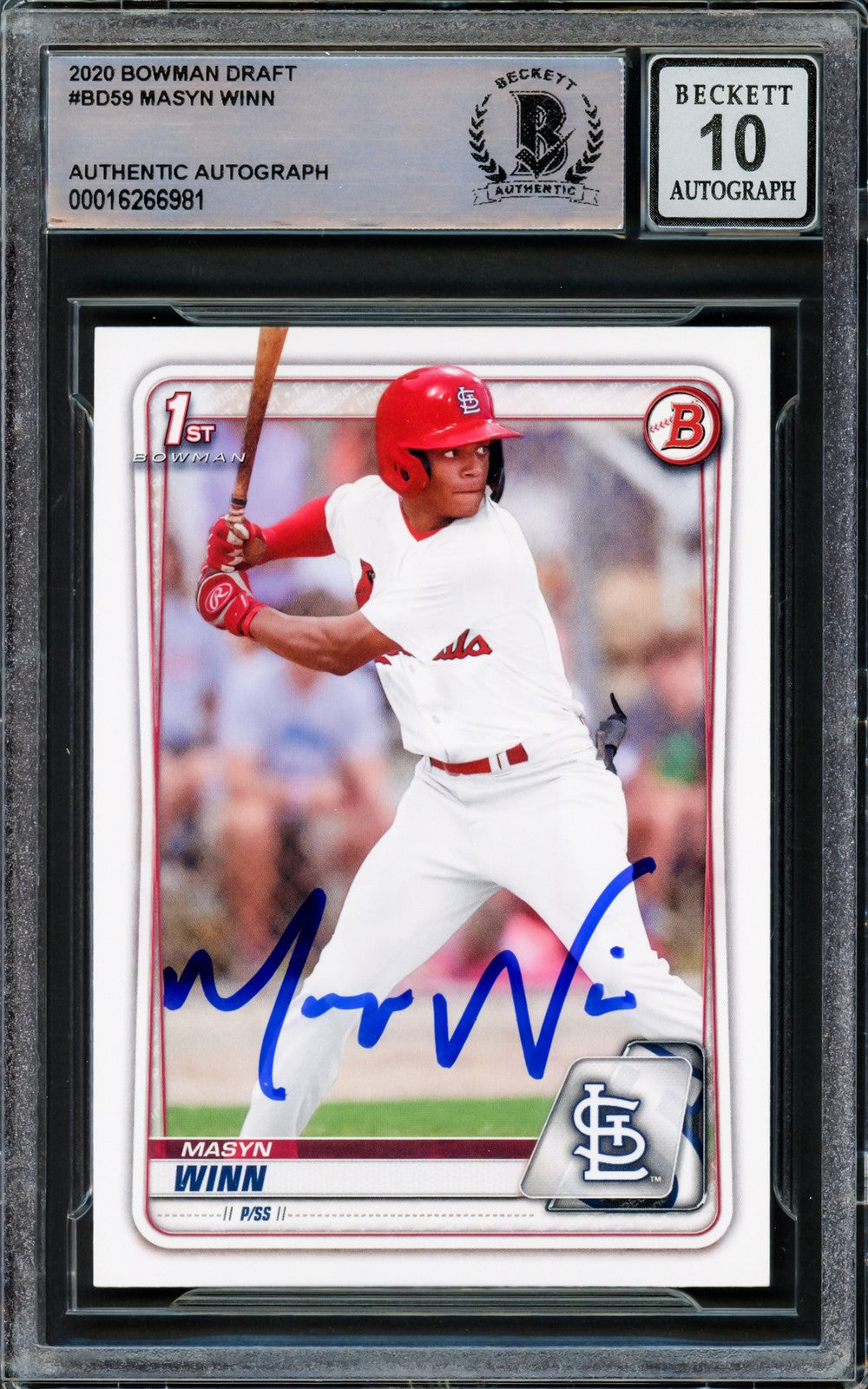 Masyn Winn Auto 2020 Bowman Draft RC BD-59 St. Louis Cardinals Auto 10 Beckett