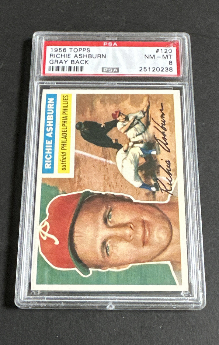 1956 Topps #120 Richie Ashburn Gray Back PSA 8 Mint Beauty Phillies Hof