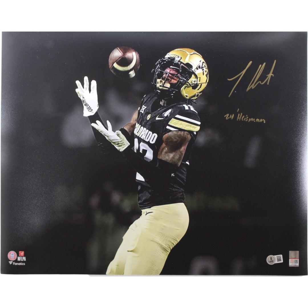 Travis Hunter Autographed Colorado Buffaloes 16x20 Photo Heisman Beckett 53360