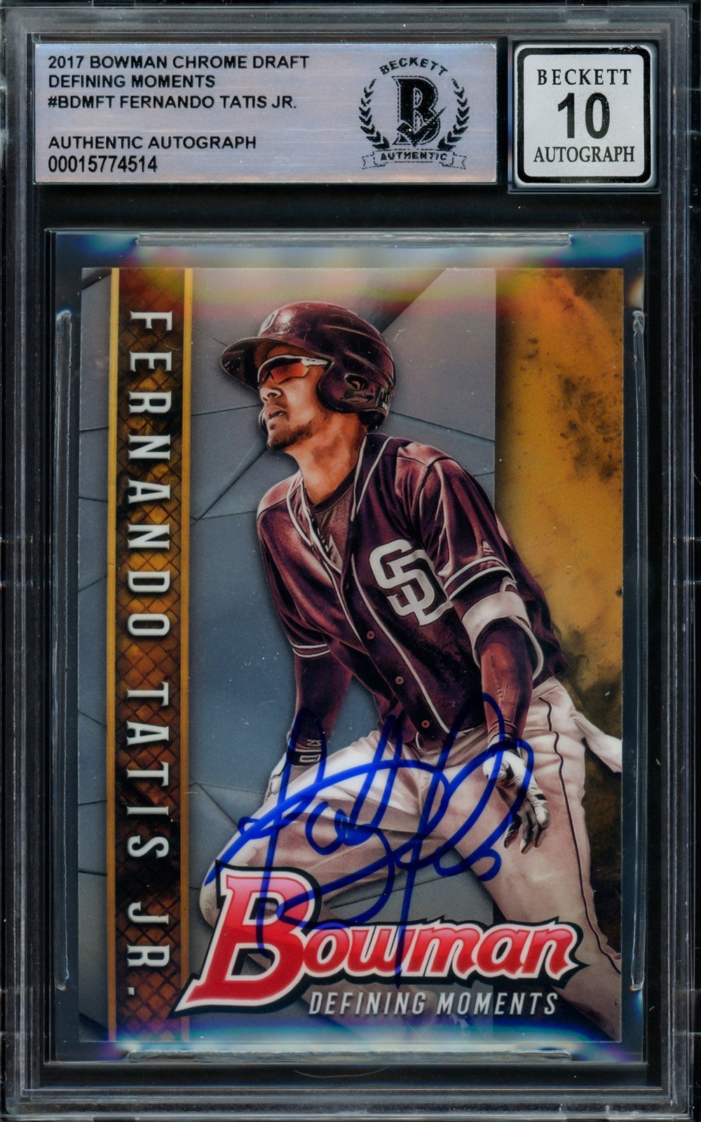 Fernando Tatis Jr Auto 2017 Bowman Chrome Draft Defining Moments RC BDMFT Sig 10