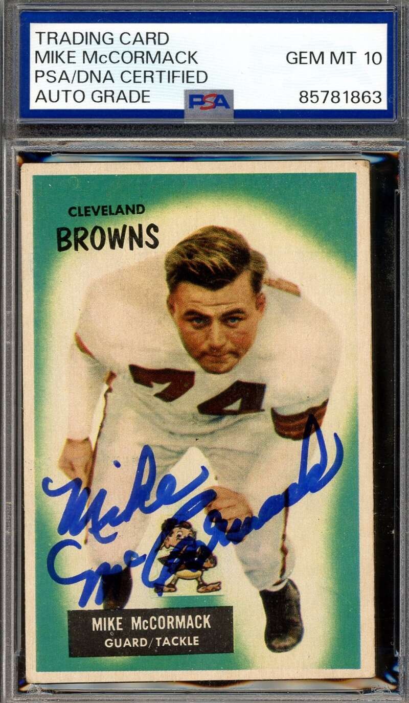 Mike McCormack Gem Mint 10 PSA DNA Signed 1955 Bowman Rookie Autograph