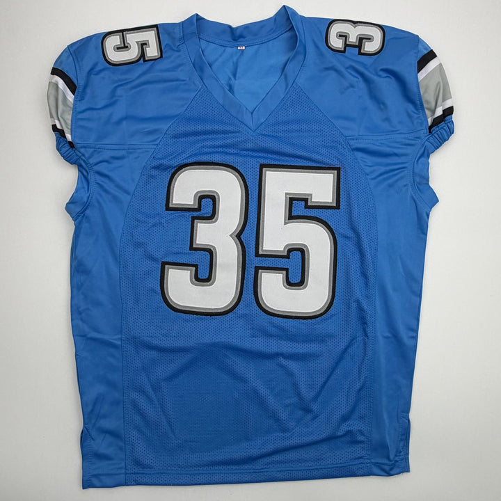 Autographed/Signed Joique Bell Detroit Blue Pro Cut Football Jersey JSA COA
