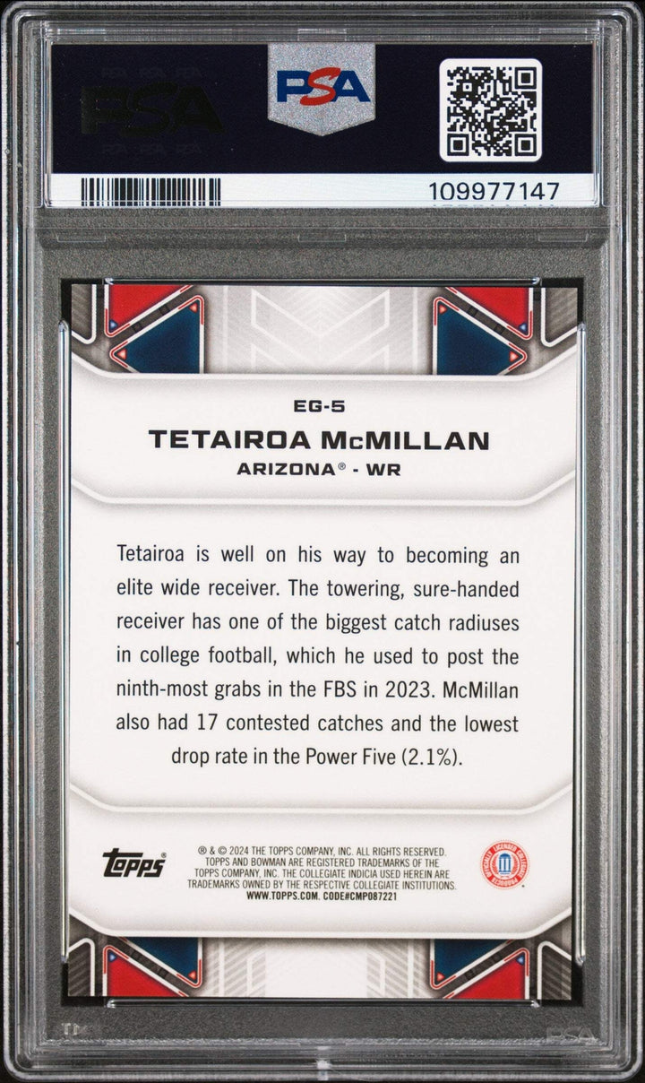 Graded 2024 Bowman Best U Tetairoa McMillan #EG5 Elements Football Card PSA 10