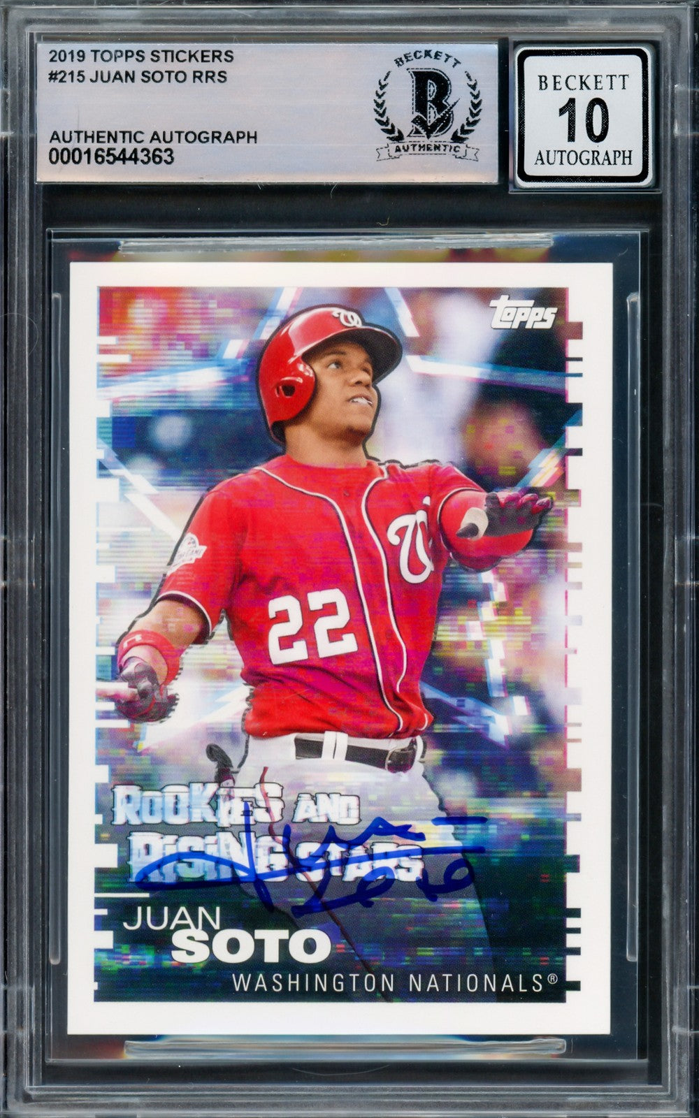 Juan Soto Signed 2019 Topps Sticker Card 215 Mets Auto GM 10 Beckett #16544363