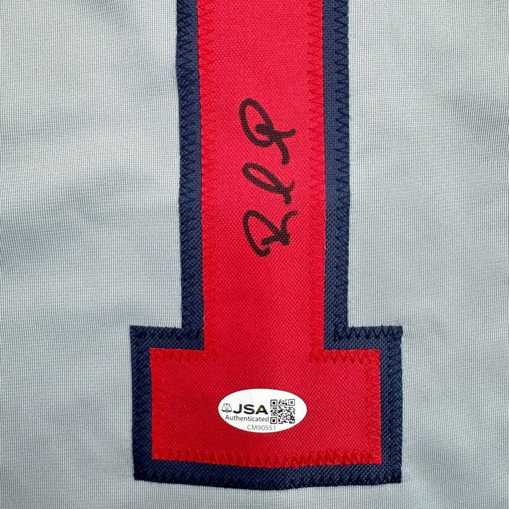 Framed Autographed/Signed Rafael Furcal 35x39 Atlanta Grey Jersey JSA COA
