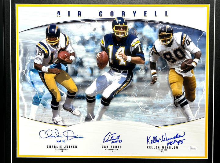 Air Coryell Fouts Joiner Winslow Signed San Diego LA Chargers Framed 16x20 Photo
