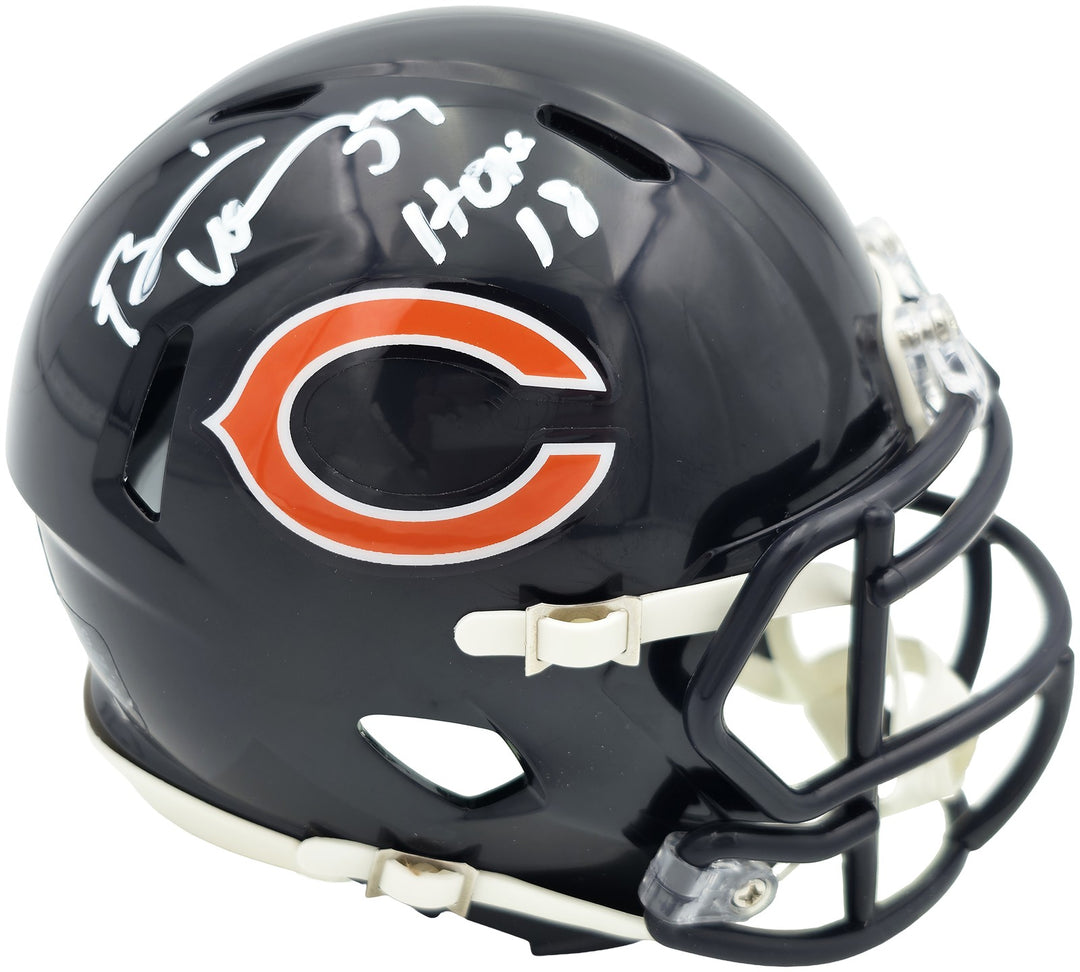 Brian Urlacher Auto Bears Blue Speed Mini Helmet (White) HOF 18 Beckett Witness