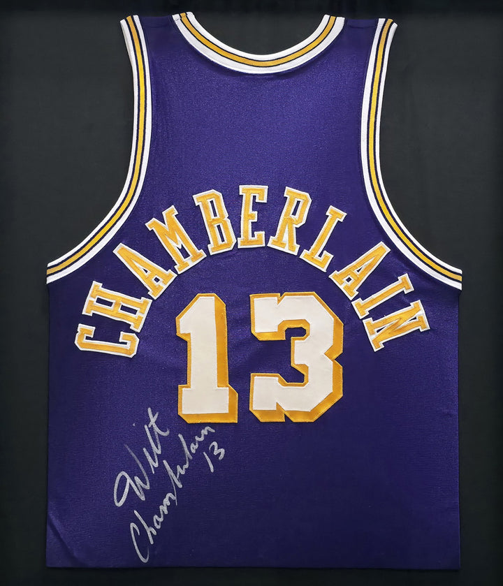Lakers Wilt Chamberlain Signed Framed Purple Jersey PSA/DNA & Beckett #AE20862