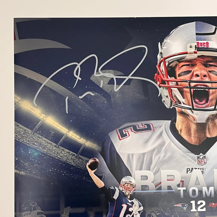 Tom Brady Signed New England Patriots Football 16x20 Photo Fanatics Authentic