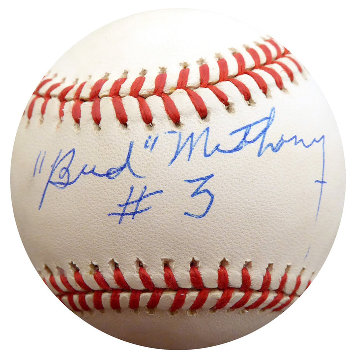 Bud Metheny Signed AL Baseball New York Yankees "#3" Beckett #F27162