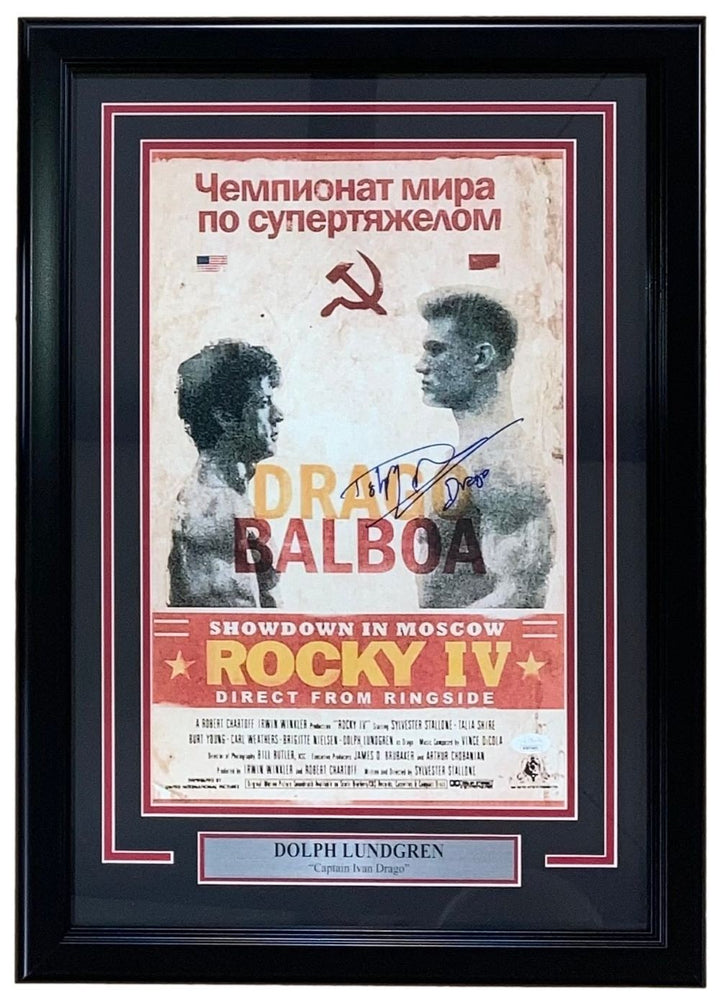 Dolph Lundgren Signed Framed 11x17 Rocky IV Photo Drago Inscribed JSA ITP
