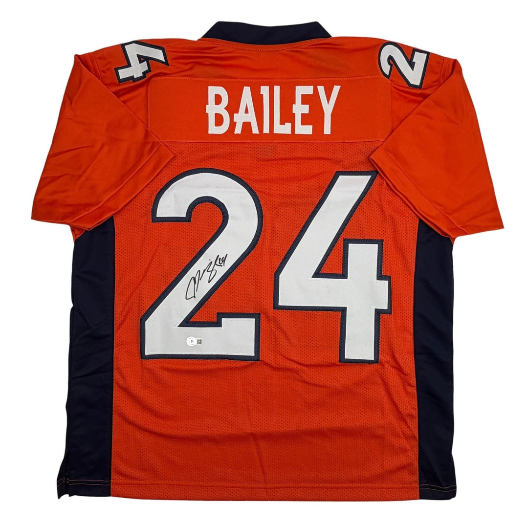 Autographed/Signed Champ Bailey Denver Orange Football Jersey Beckett COA