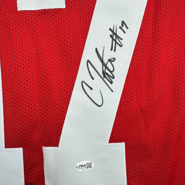 Autographed/Signed Carnell Tate Ohio State Red College Football Jersey JSA COA