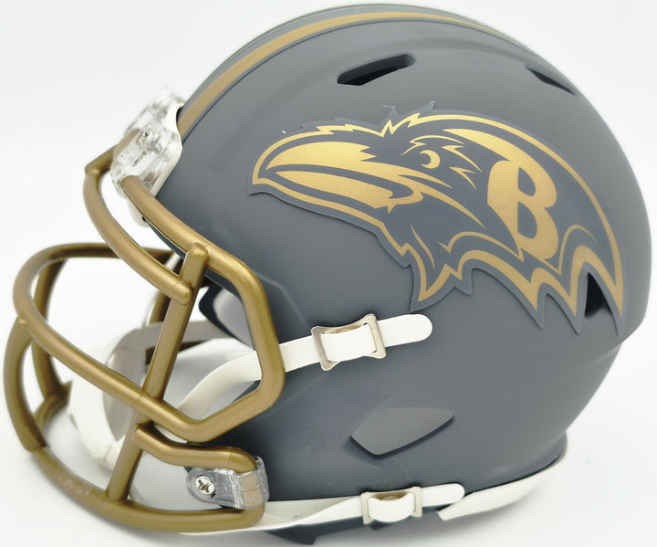 Derrick Henry Signed Ravens Slate Gray Speed Mini Helmet Beckett Witness