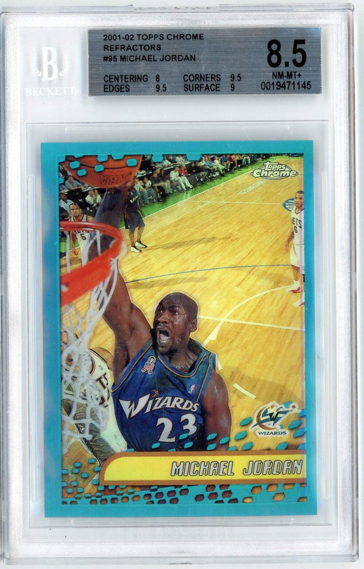 Graded 2001 Topps Chrome Michael Jordan #95 Refractor Basketball Card BGS 8.5