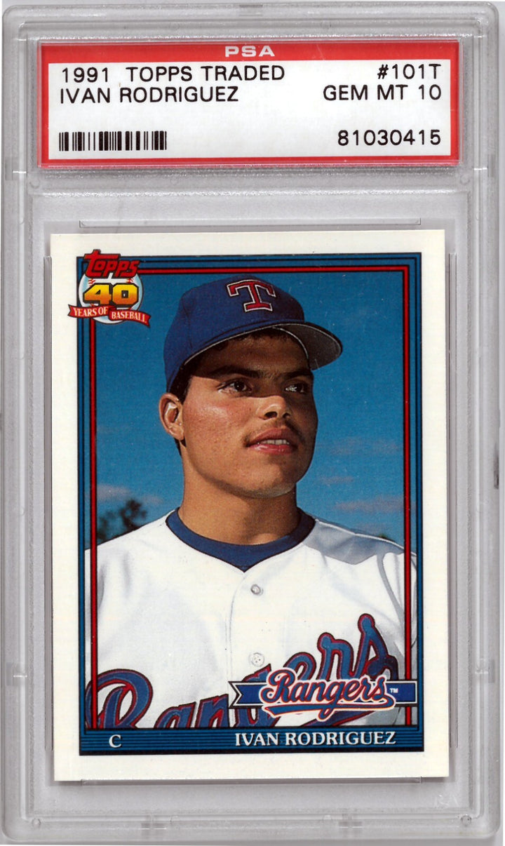 Ivan Rodriguez 1991 Topps Traded Rookie Card (RC) #101T- PSA Graded 10 Gem Mint