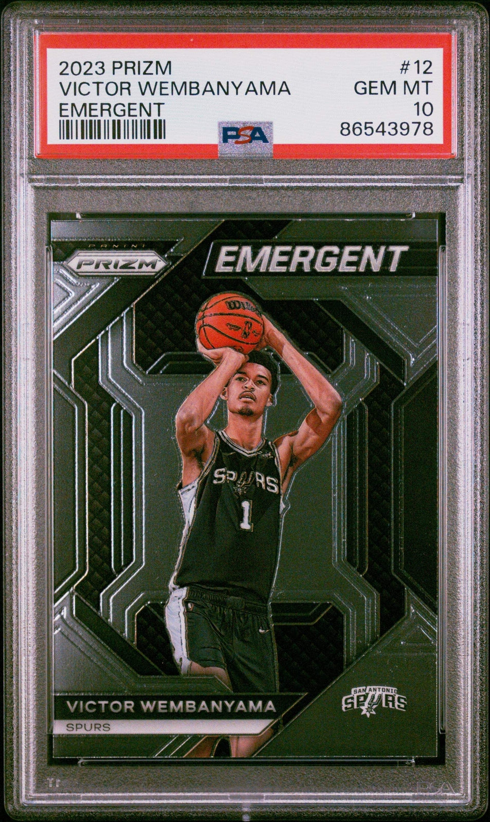 Graded 2023 Panini Prizm Victor Wembanyama #12 Emergent Basketball Card PSA 10