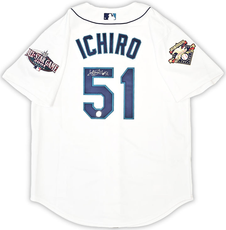 Mariners Ichiro Suzuki Auto White Authentic Mitchell Ness 2001 ASG Jersey Sz 44