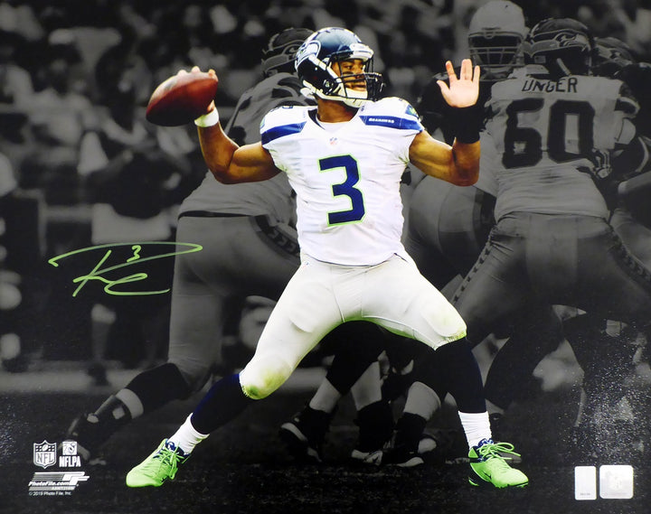 Russell Wilson Signed 16x20 Photo Seahawks 2012 First Game Spotlight RW Holo