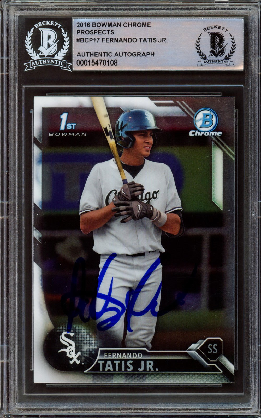Fernando Tatis Jr. Signed 2016 Bowman Chrome Prospects RC BCP17 Padres Beckett