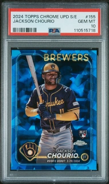 Graded 2024 Topps Chrome Update S/E Jackson Chourio #155 Rookie Card PSA 10