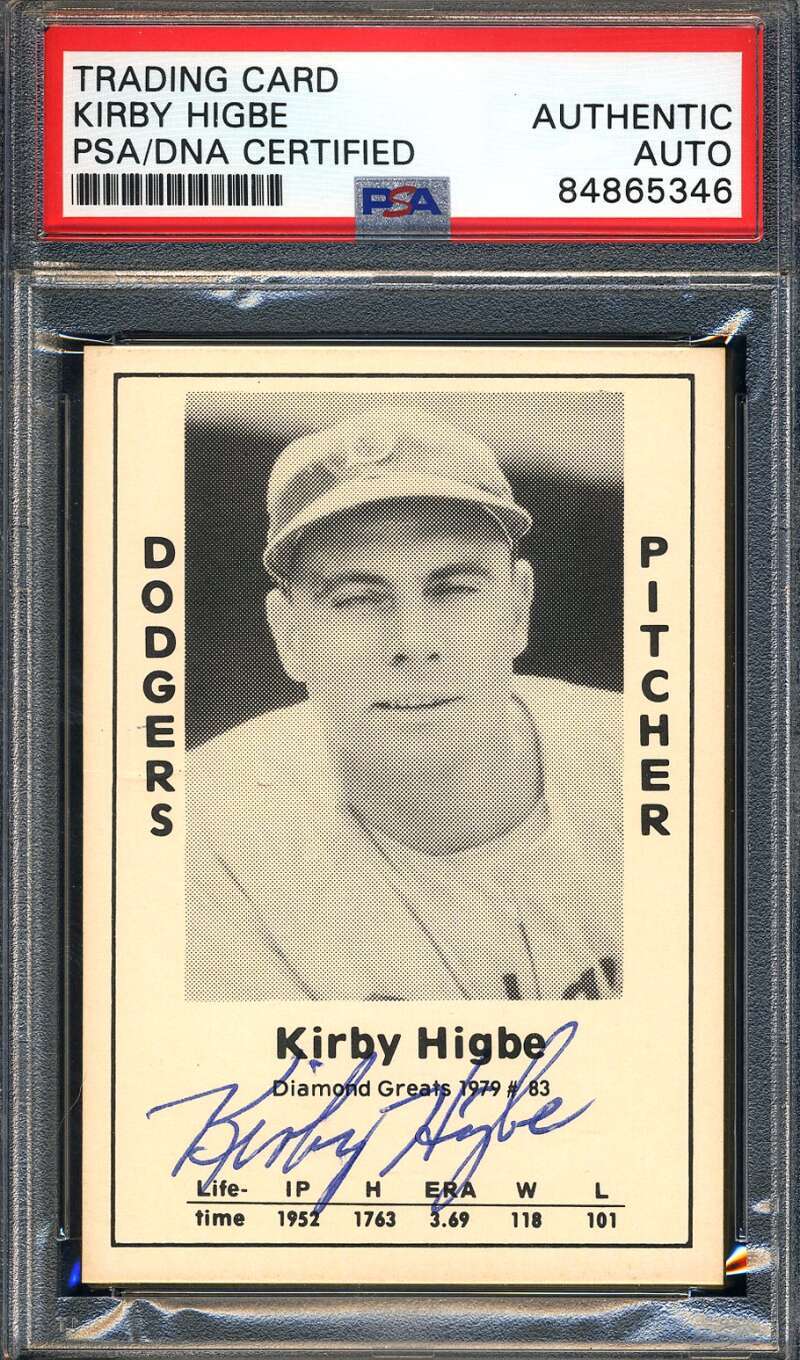 Kirby Higbe PSA DNA Signed 1979 Diamond Greats Autograph