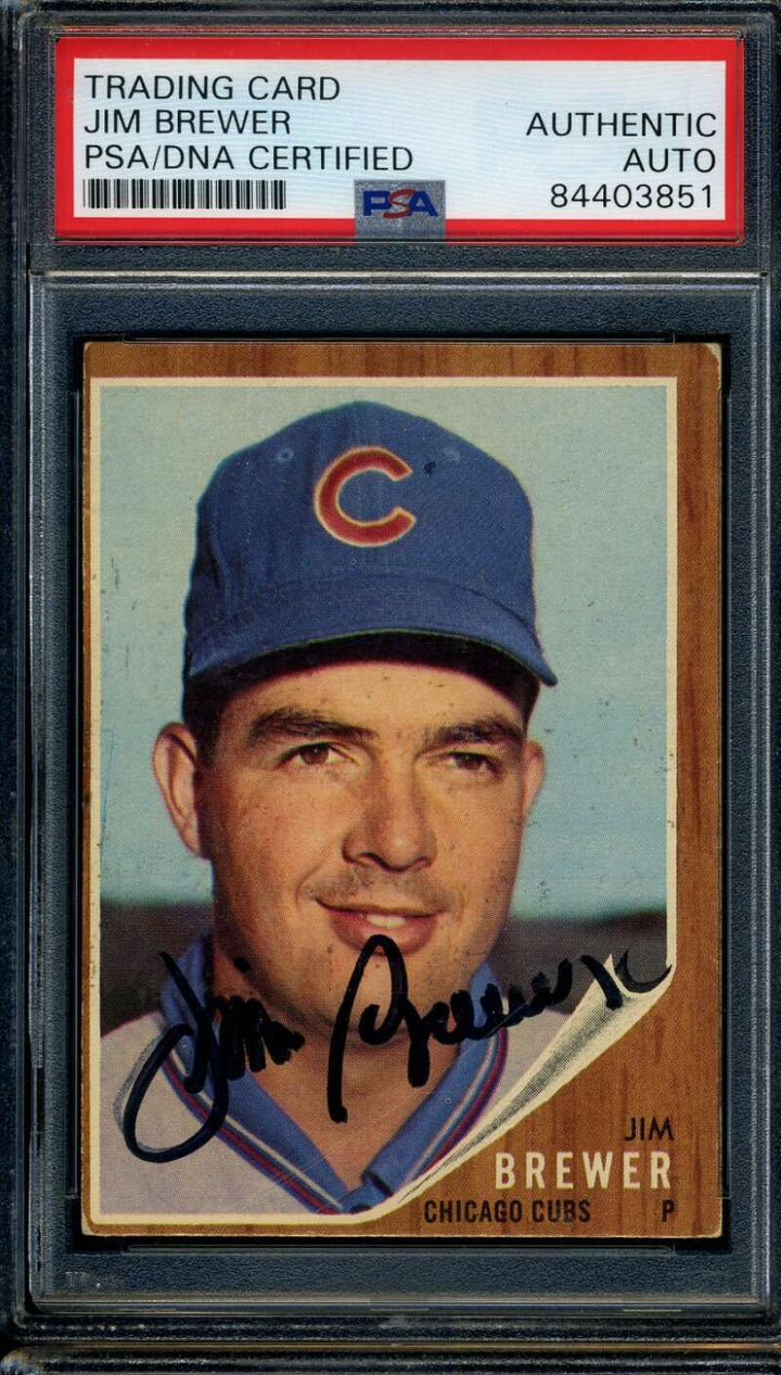 Jim Brewer PSA DNA Coa Signed 1962 Topps Autograph