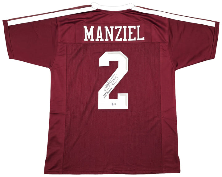 A & M Aggies Johnny Manziel Signed Maroon Jersey Beckett Wit Beckett Witness