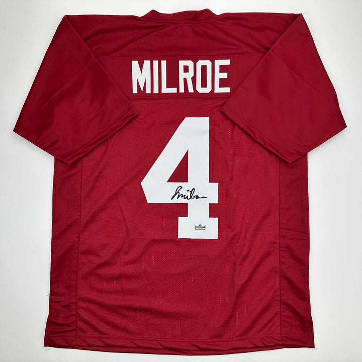 Facsimile Autographed Jalen Milroe Alabama Red Reprint Jersey Size Men's XL