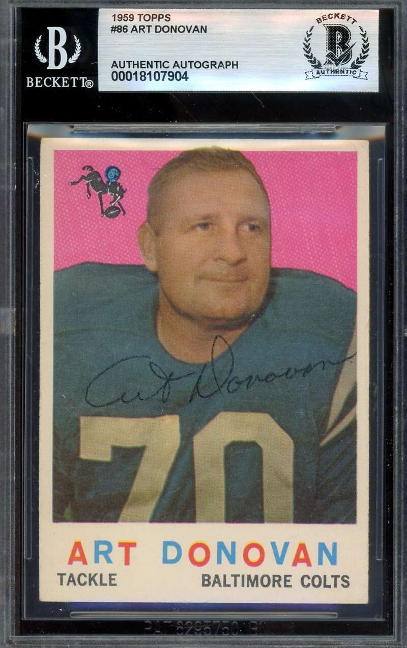 Art Donovan Beckett BAS Vintage Signed 1959 Topps Autograph Colts