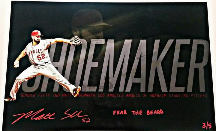 MATT SHOEMAKER Signed Metallic 11x17 Photo AUTO Angels "FEAR THE BEARD" LE 3/5