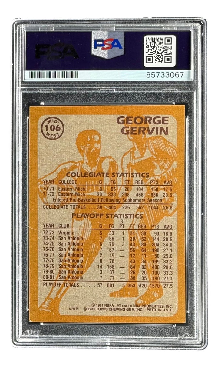 George Gervin Signed 1981 Topps #106 Spurs Trading Card PSA/DNA