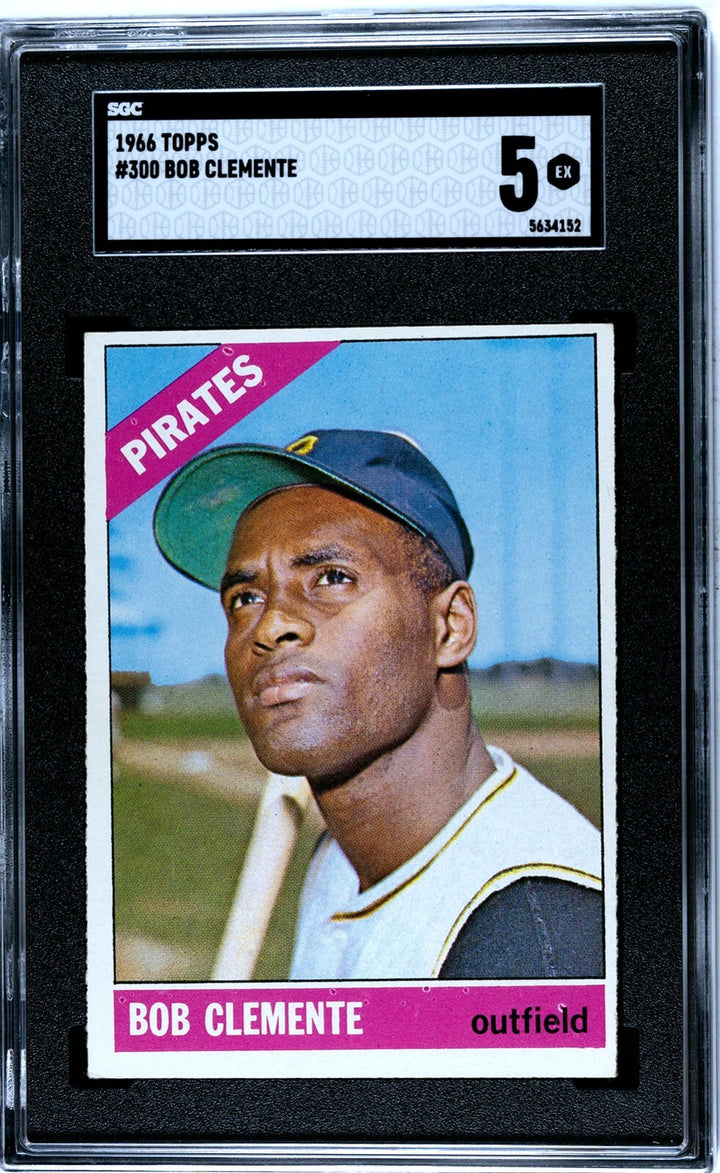 Roberto/Bob Clemente 1966 Topps Card #300 Pirates - SGC Graded 5 EX