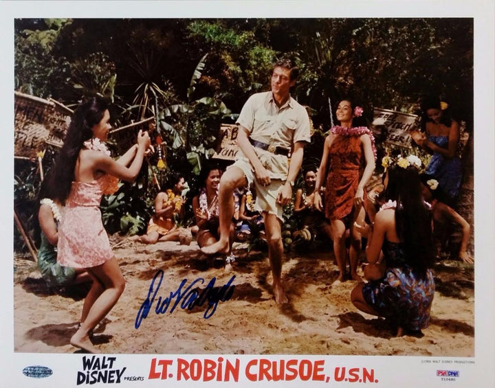 Dick Van Dyke Signed Lt. Robin Crusoe U.S.N. 11x14 Lobby Card photo PSA/DNA COA